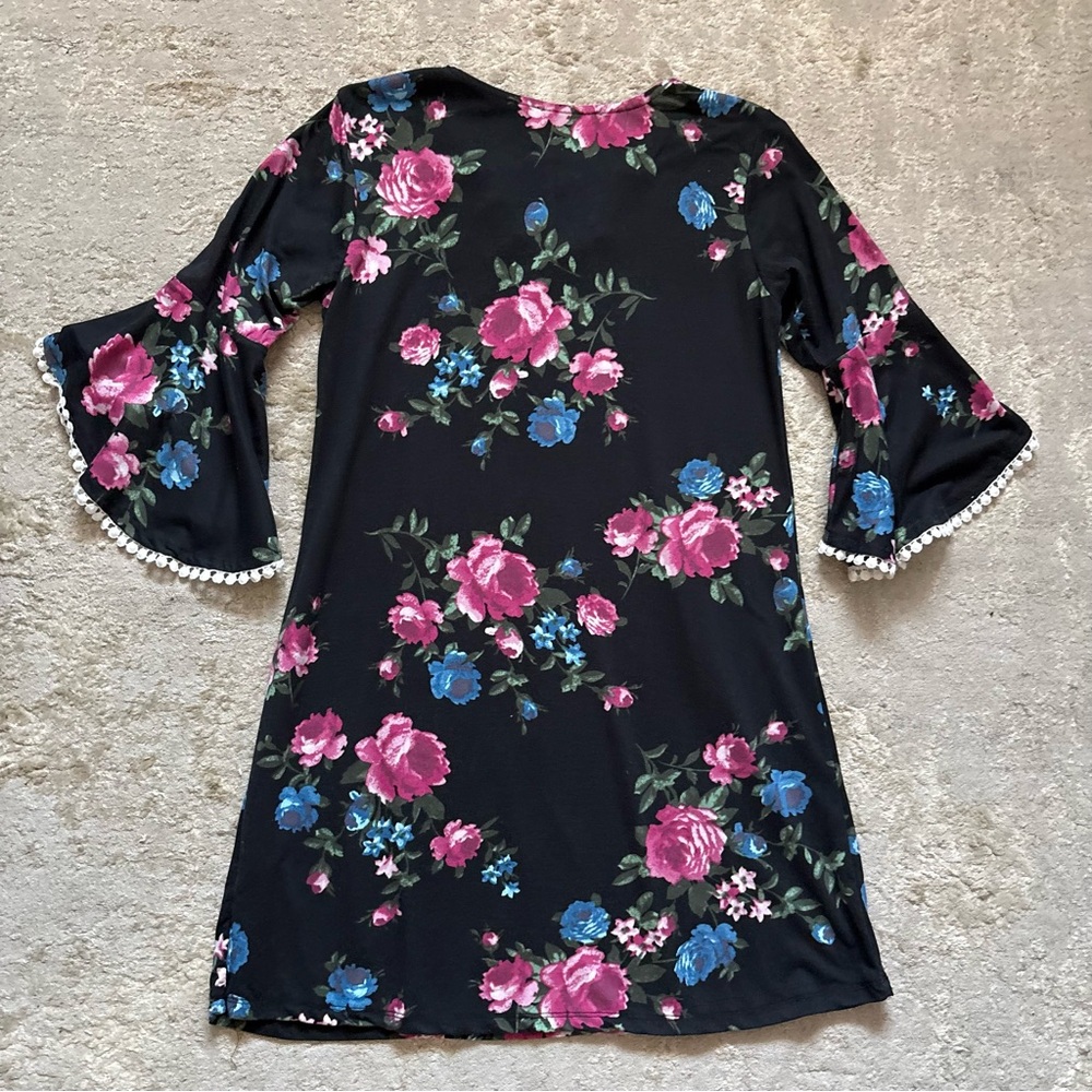 Bella & Birdie Girls Floral Rose Bell Sleeve Dress Size 12-14 (Large) Youth - Picture 8 of 13